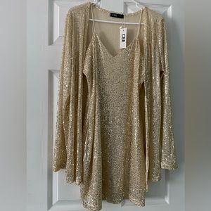 Chic size Large, gold sequin, cocktail dress, brand new